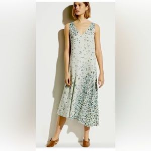 NWT $395 Vince Floral Asymmetrical Shift Dress, Size Medium